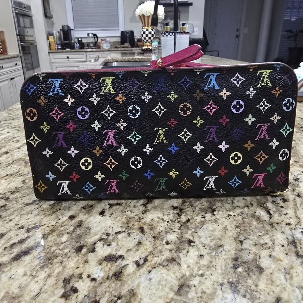 Louis Vuitton Murakami Wallet Multicolor Monogram Vintage Long Zippy Noir Pink